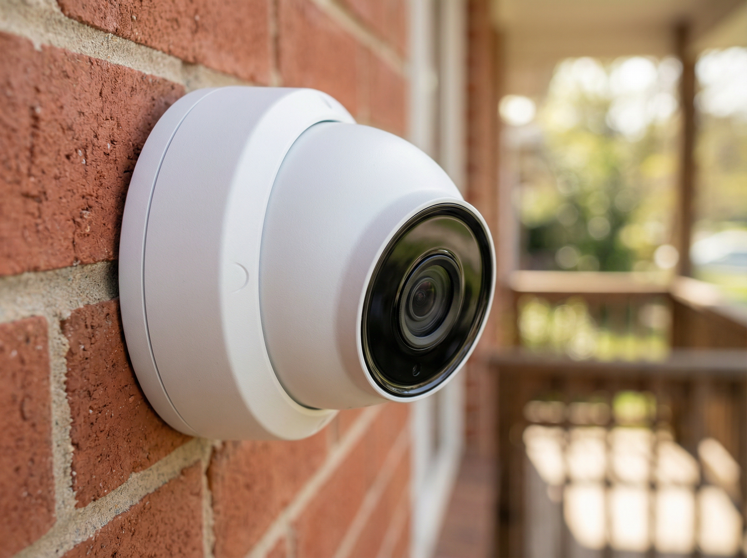 CCTV security camera monitoring home entrance