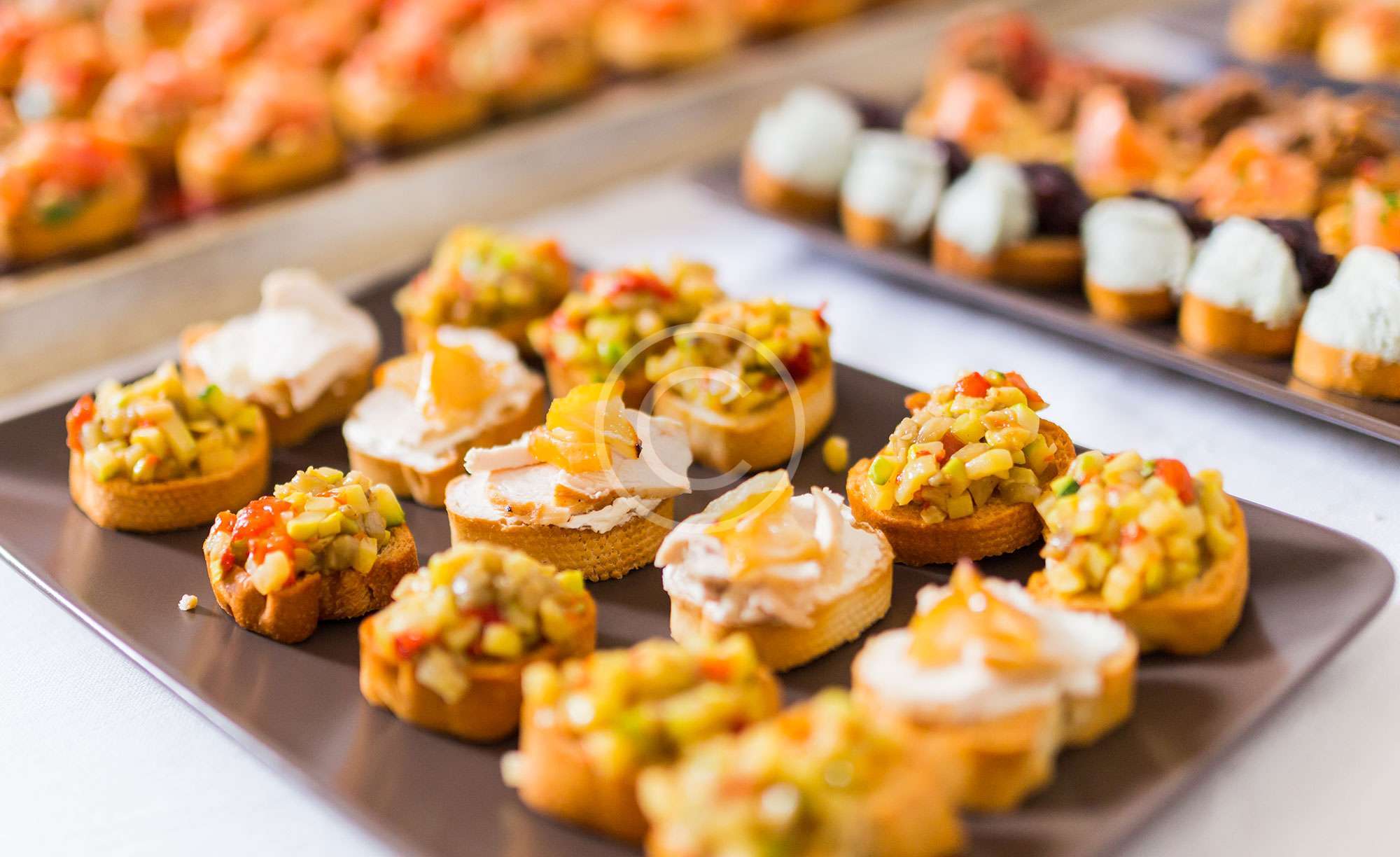 Catering appetizer spread at a Premier Caterers event
