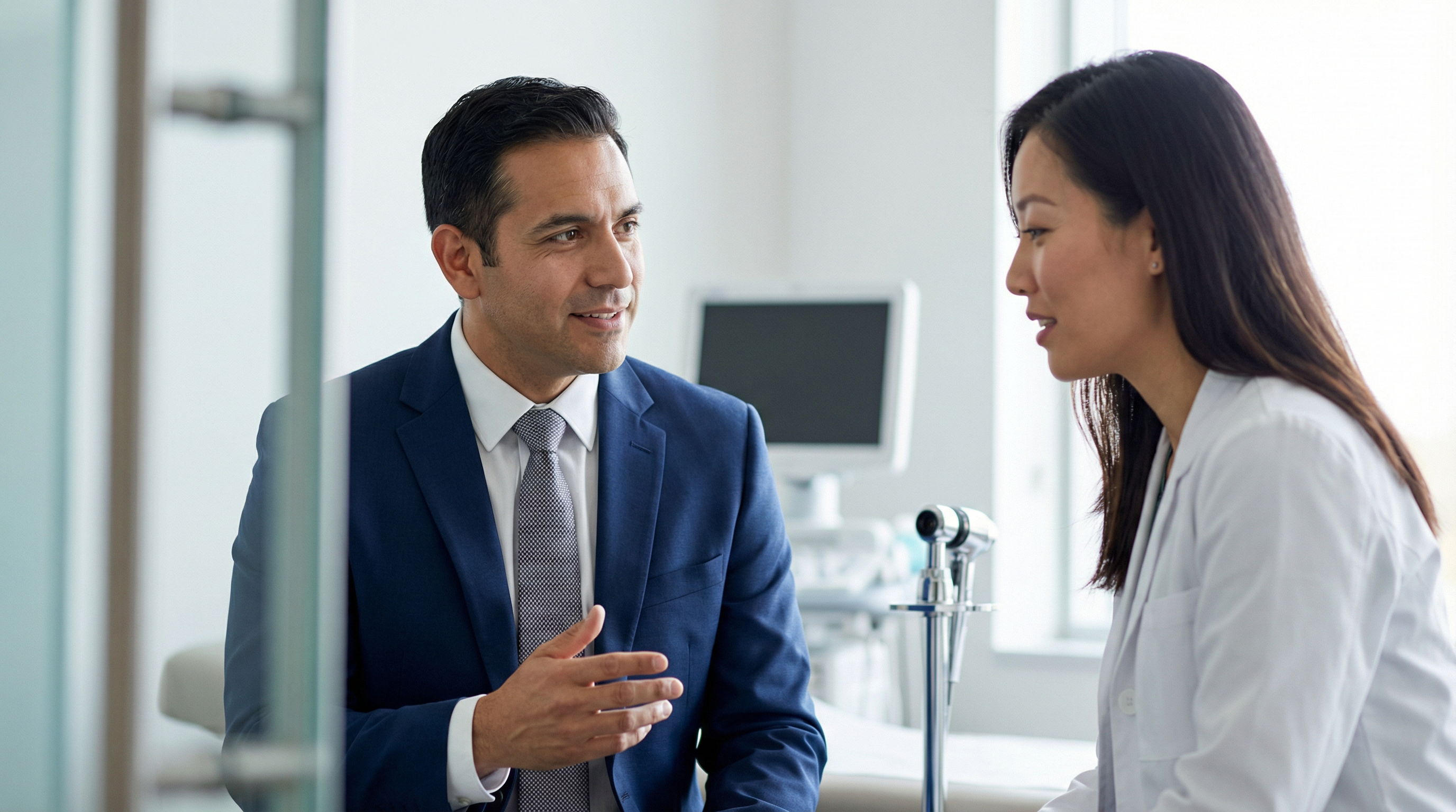 Healthcare professionals engaged in meaningful conversation