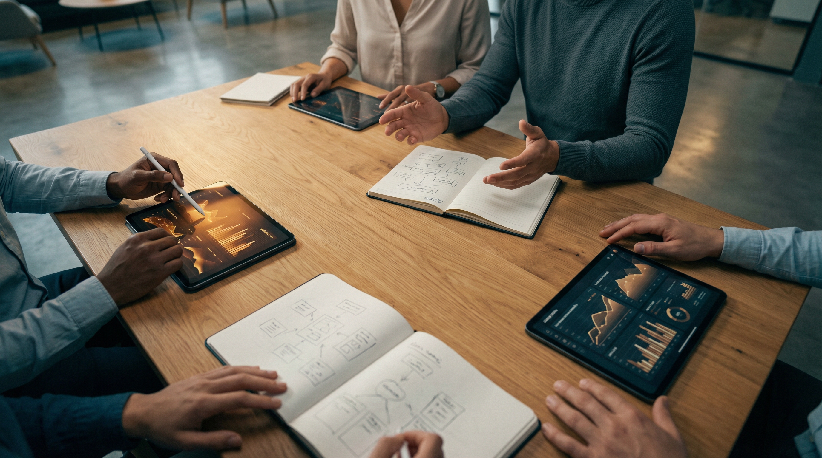 Team von Brainwave Solutions bei der kollaborativen Arbeit an KI-Strategien