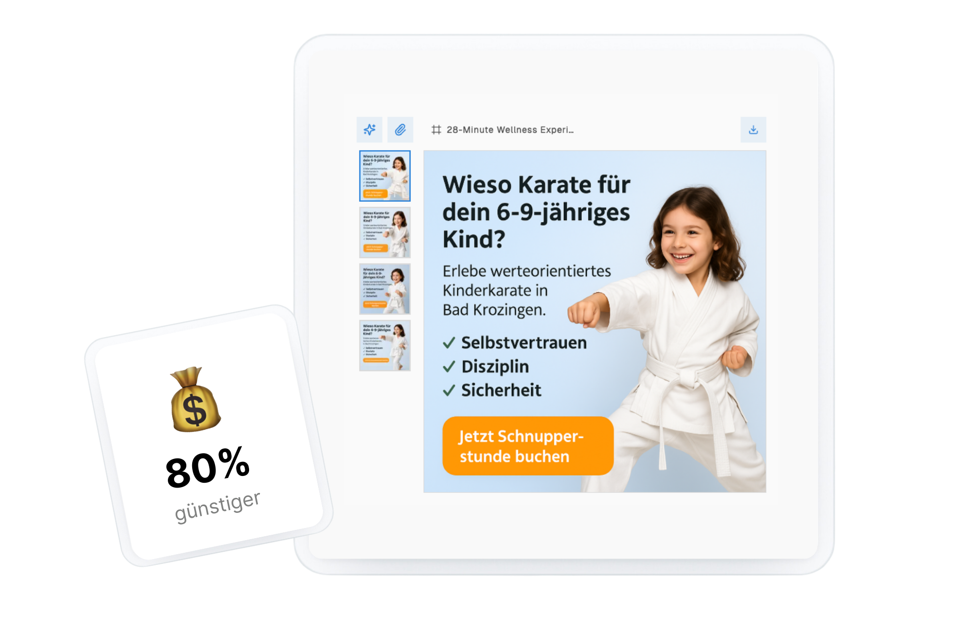 Automatisierte Werbeanzeige auf einem Tablet mit Kosten-Vergleich