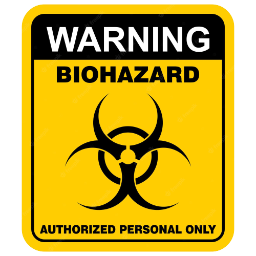 Biohazard warning sign — authorized personnel only
