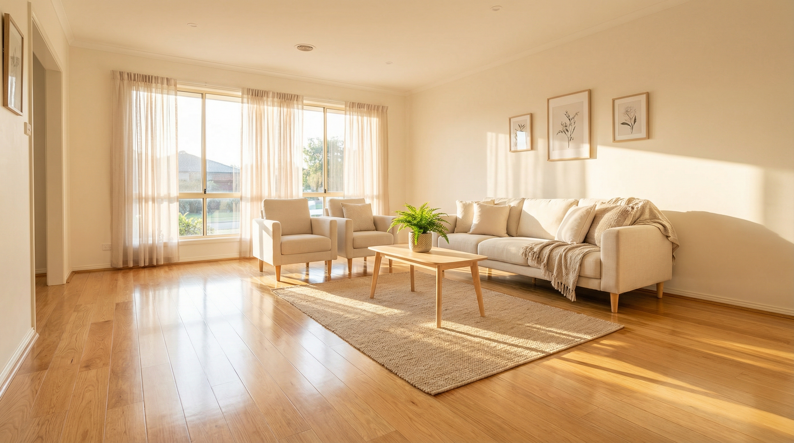 Clean, restored residential living room after professional remediation